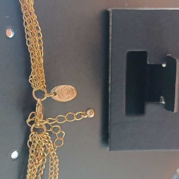 Beaded Layered multistrand necklace, gold, turquoise, red. 20-22" drop - Picture 4 of 4